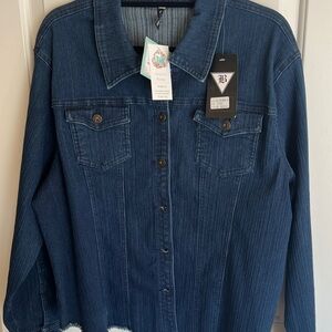 BE GIRL Blue Button-Up Denim Jacket NWT 3X